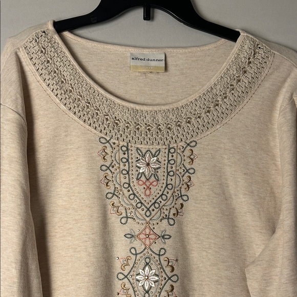 ALFRED DUNNER Women's Missy Ec Embroidery Top Shirt 3/4 Sleeves Plus Size - Picture 2 of 8